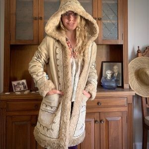 Genuine Embroidered Leather Steve Madden Coat